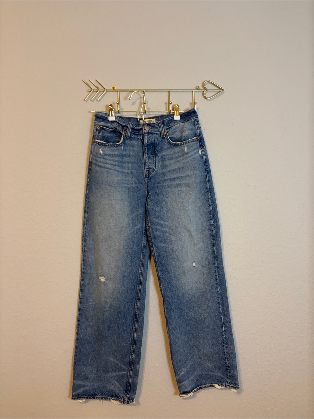 Madewell High Rise Wide Leg Distressed Jeans Size 25